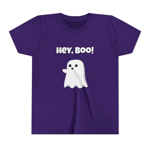 Halloween Shirt Cute Ghost 'Hey Boo' Youth Tee - Image 2