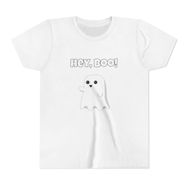 Halloween Shirt Cute Ghost 'Hey Boo' Youth Tee - Image 6