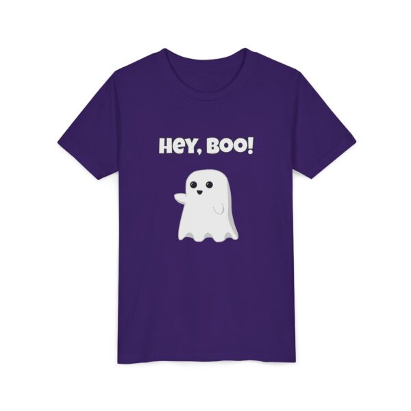 Halloween Shirt Cute Ghost 'Hey Boo' Youth Tee - Image 4